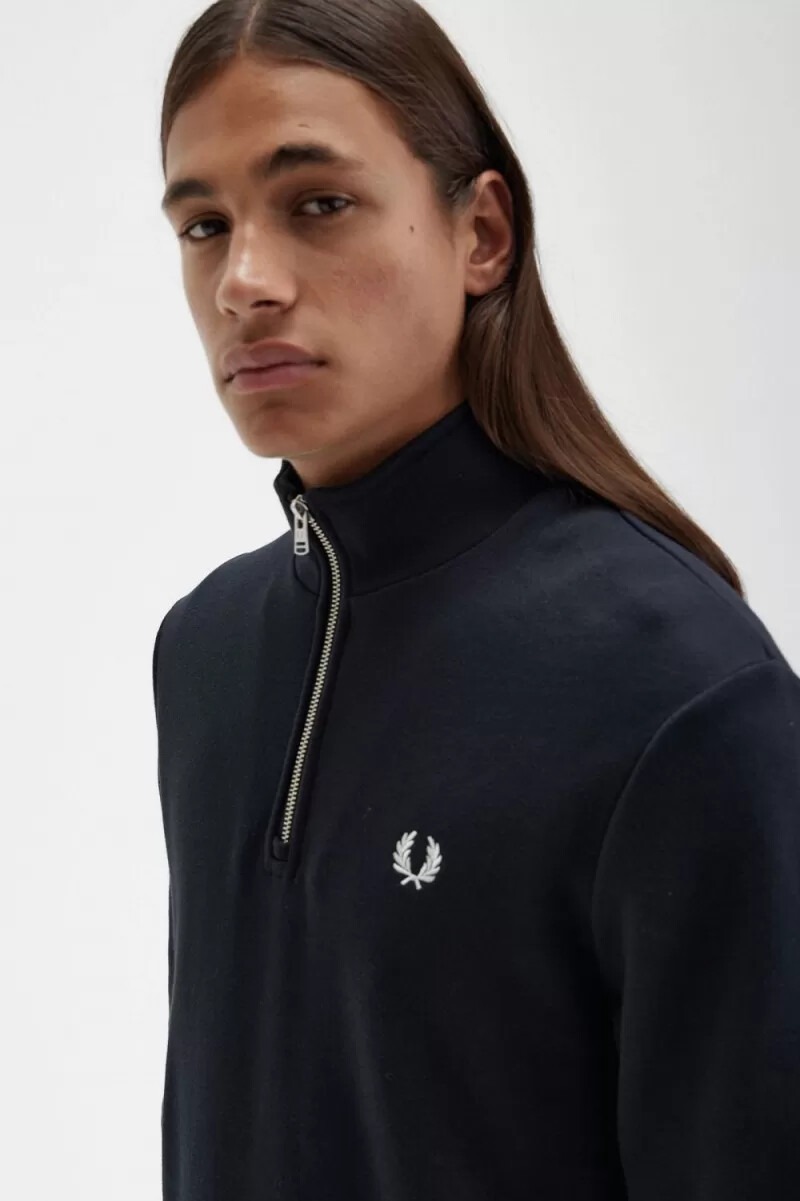 sudadera fred perry con media cremallera para hombre color negro