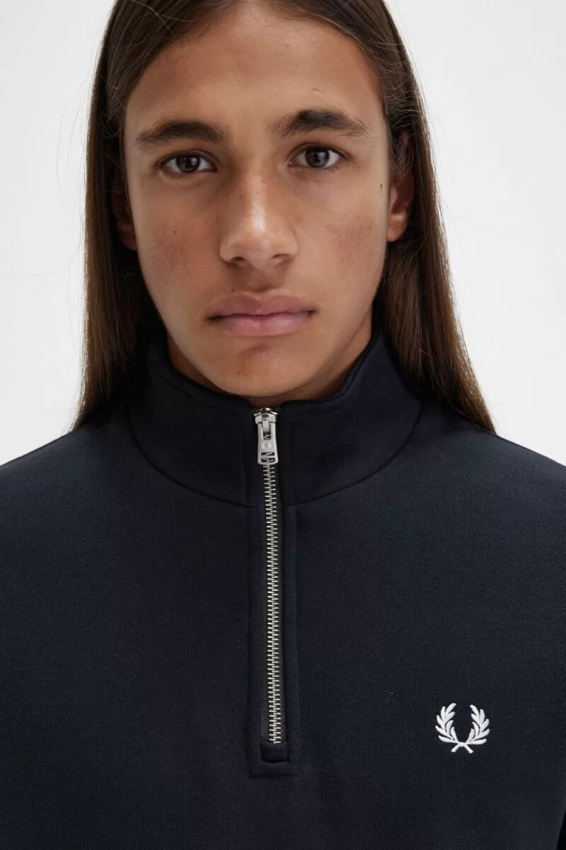 sudadera fred perry con media cremallera para hombre color negro