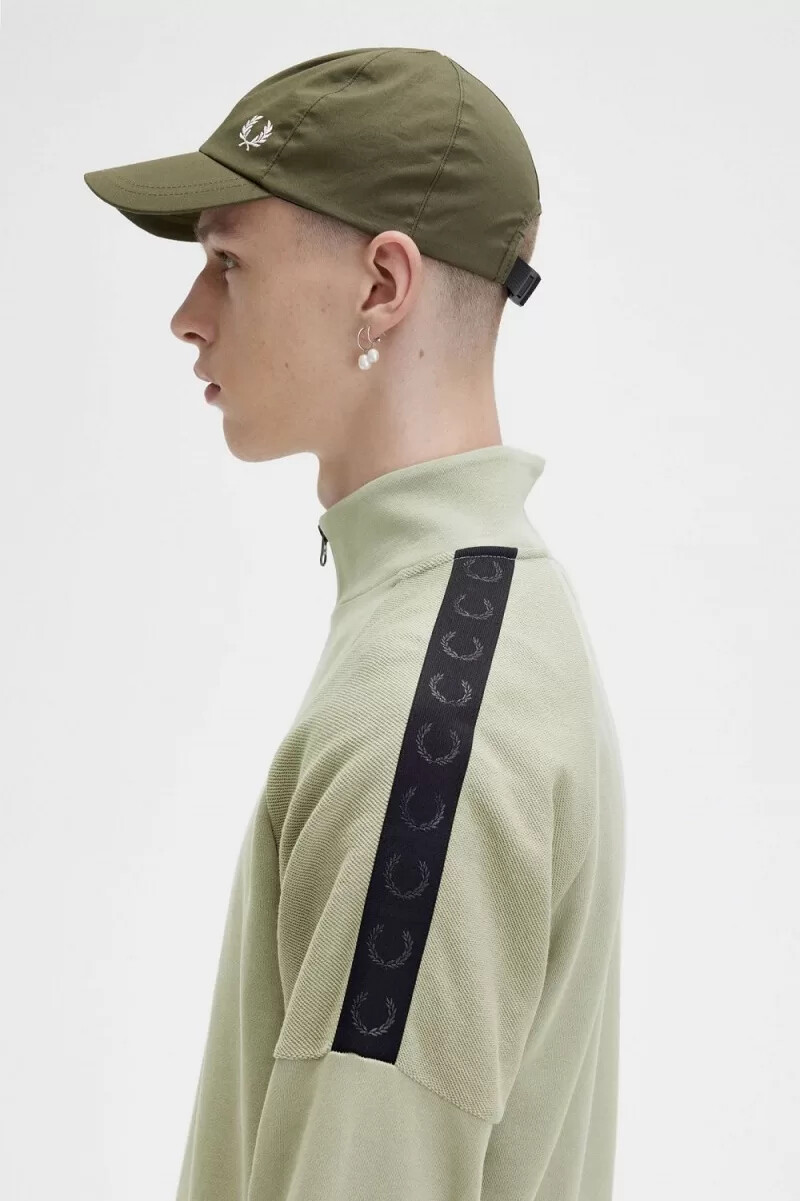 sudadera fred perry circle branding con media cremallera para hombre color menta