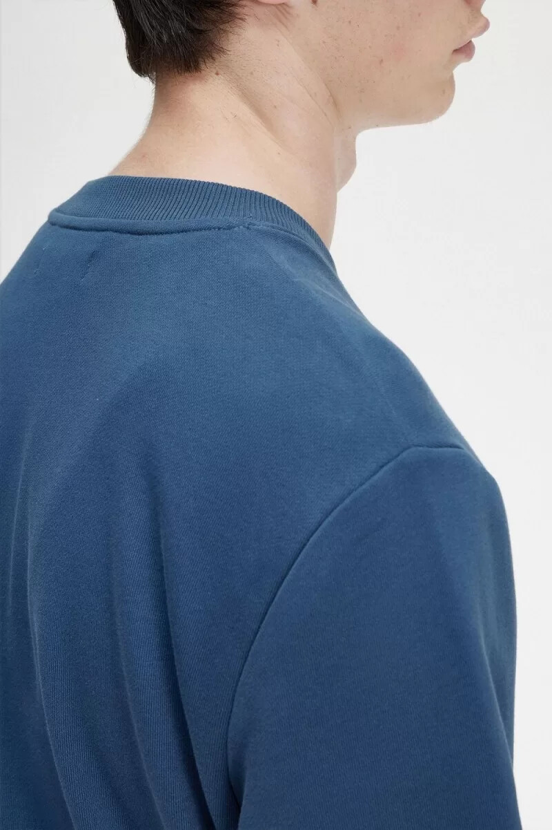 sudadera fred perry con cuello redondo para hombre en azul medianoche