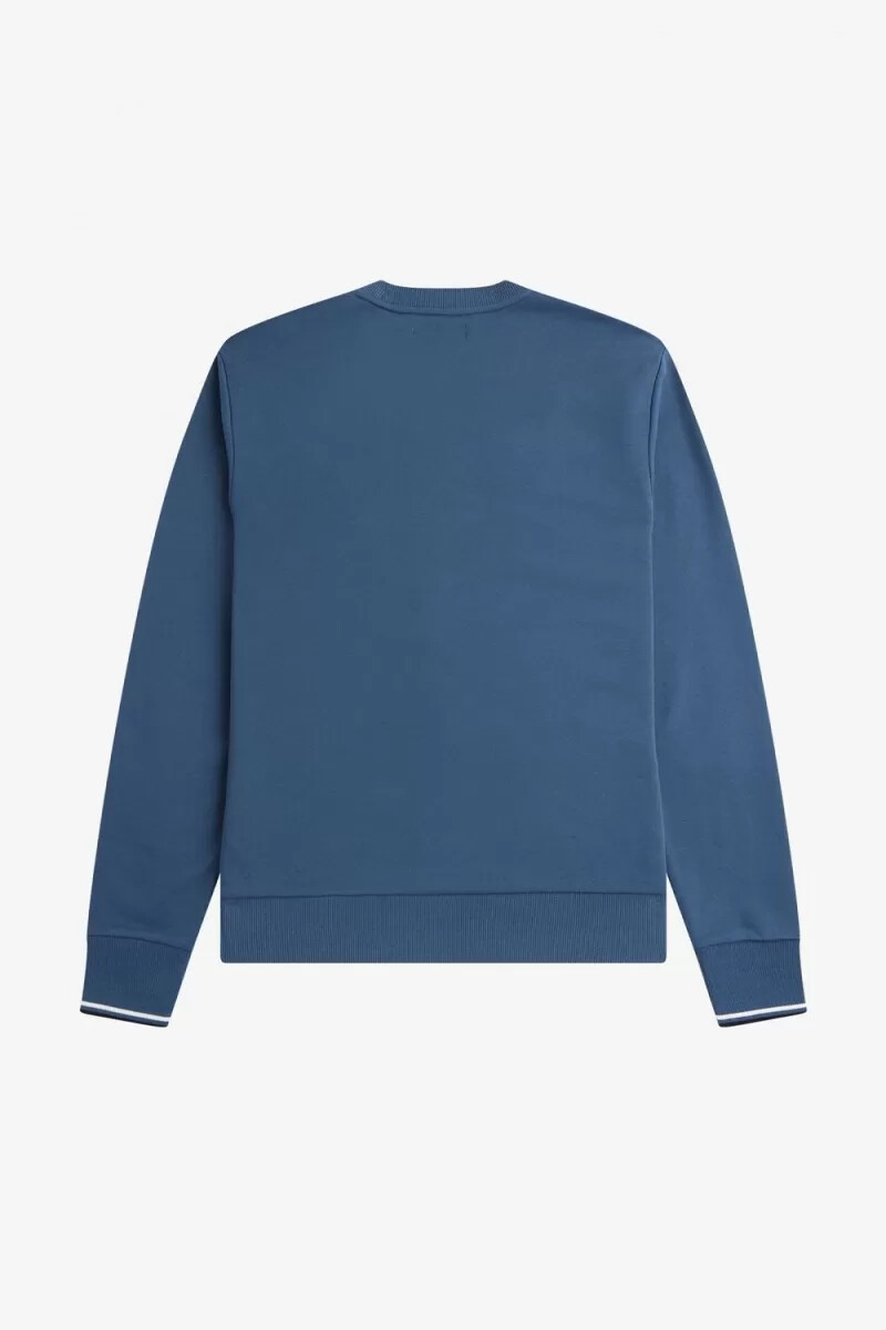 sudadera fred perry con cuello redondo para hombre en azul medianoche
