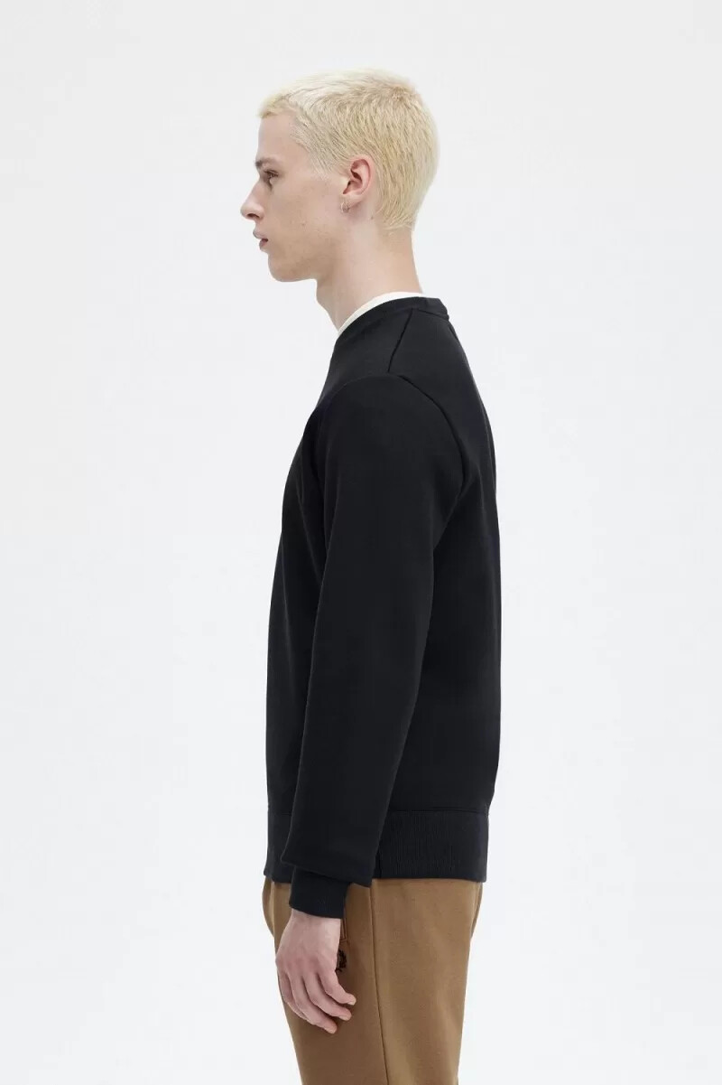 sudadera bordada fred perry para hombre en azul marino