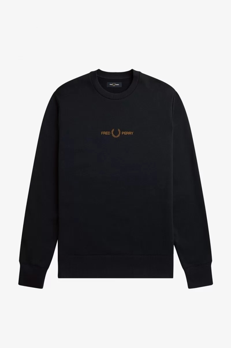 sudadera bordada fred perry para hombre en azul marino