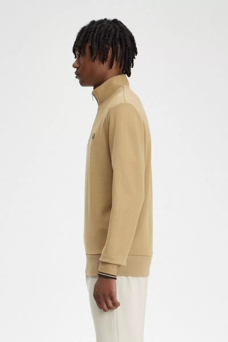 sudadera fred perry con media cremallera para hombre verde y negro
