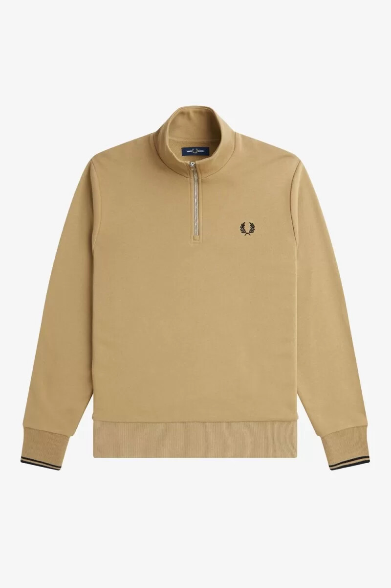 sudadera fred perry con media cremallera para hombre verde y negro