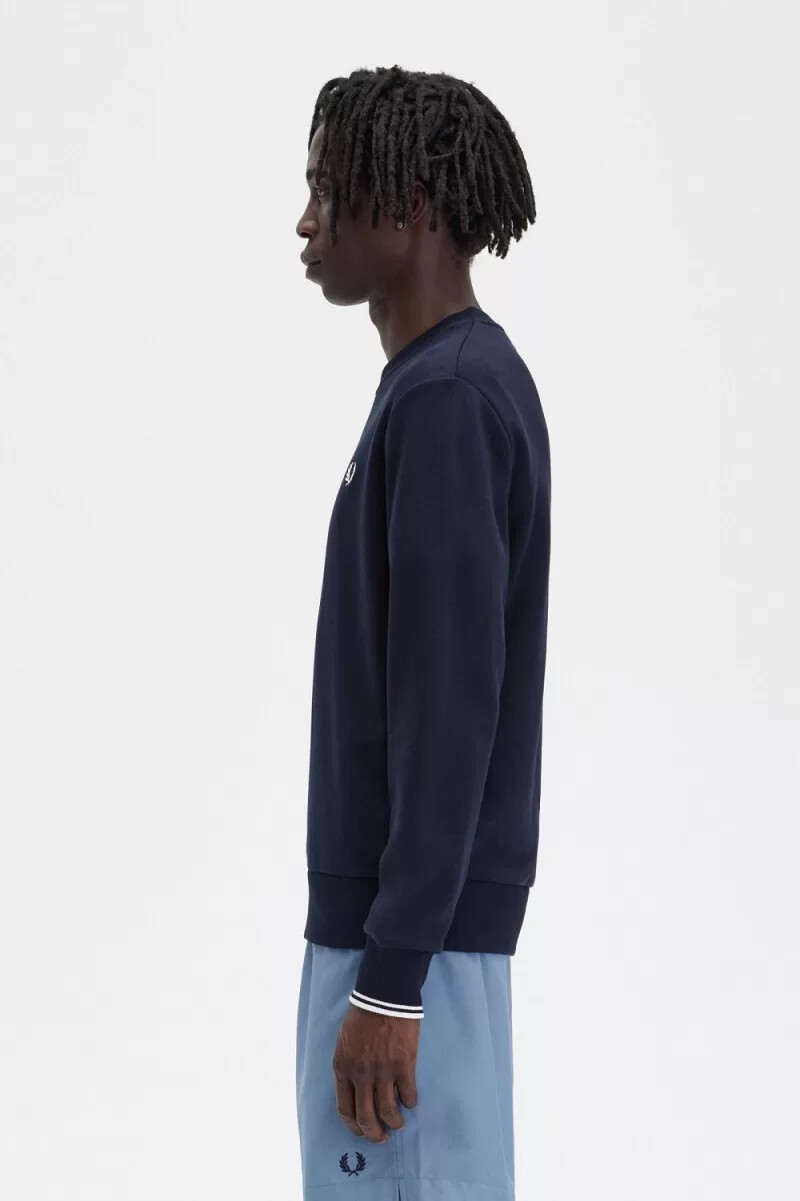sudadera fred perry con cuello redondo para hombre color azul marino