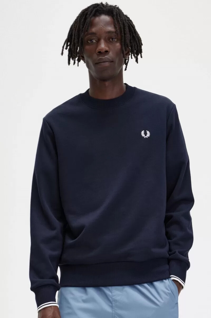 sudadera fred perry con cuello redondo para hombre color azul marino