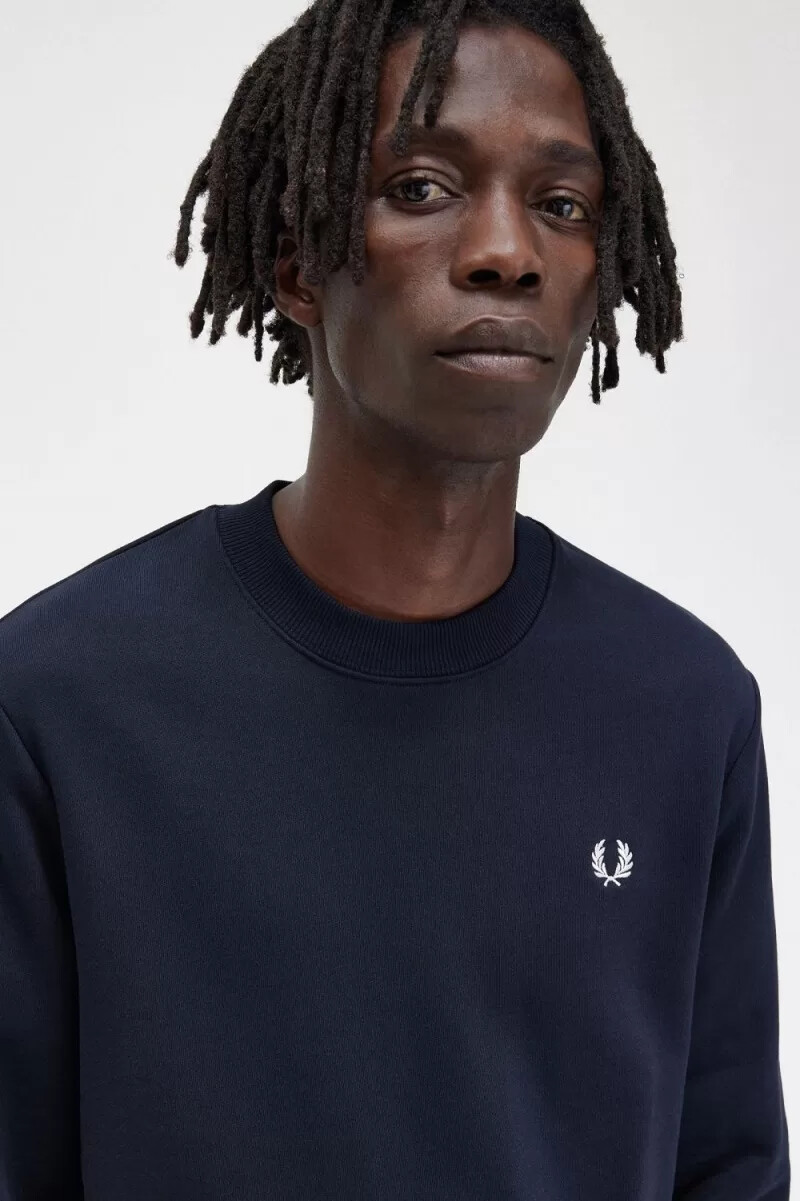 sudadera fred perry con cuello redondo para hombre color azul marino