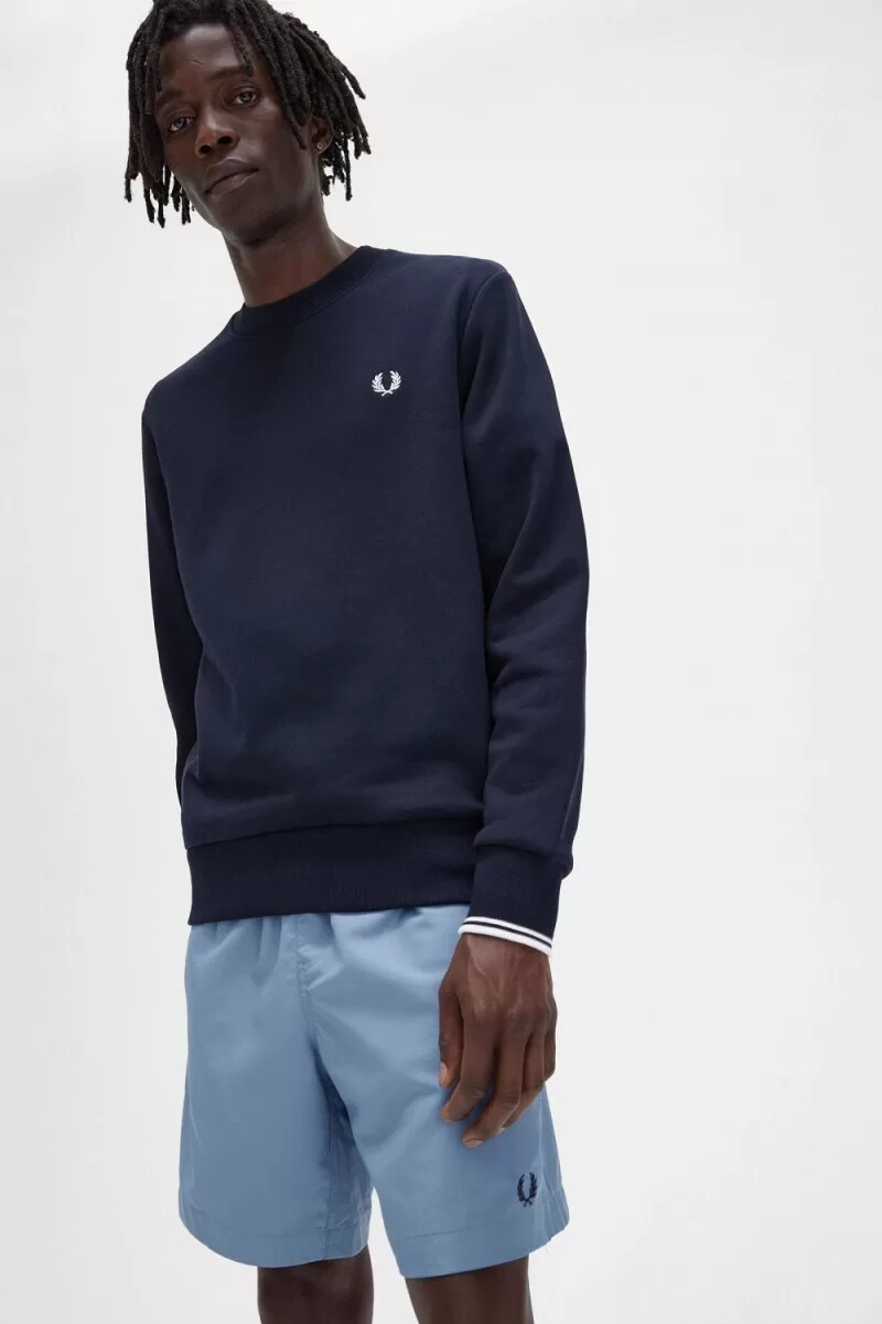 sudadera fred perry con cuello redondo para hombre color azul marino