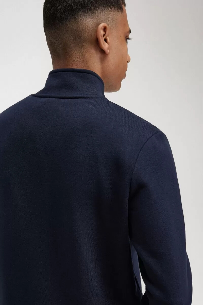 sudadera fred perry con media cremallera para hombre color azul marino