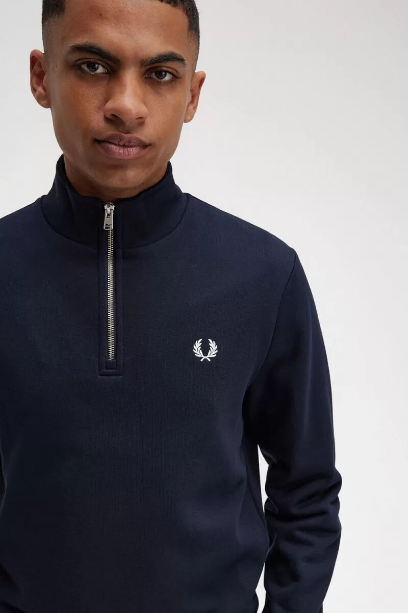 sudadera fred perry con media cremallera para hombre color azul marino