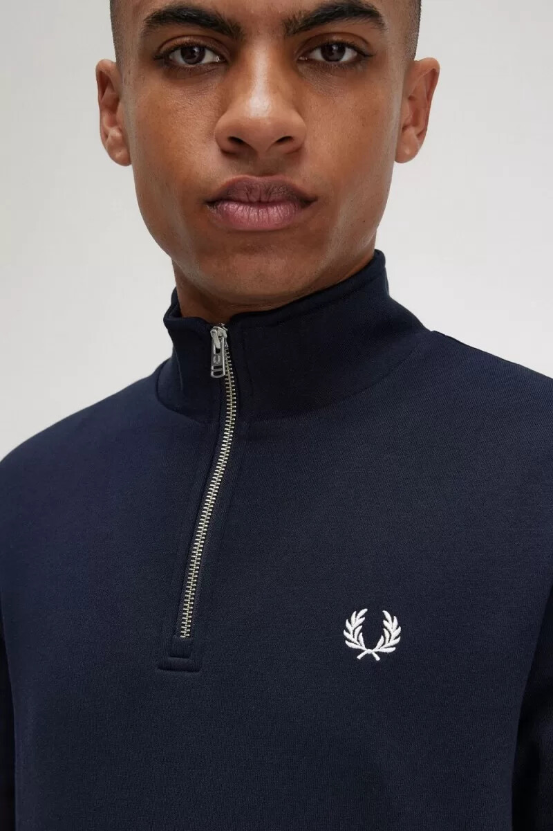 sudadera fred perry con media cremallera para hombre color azul marino