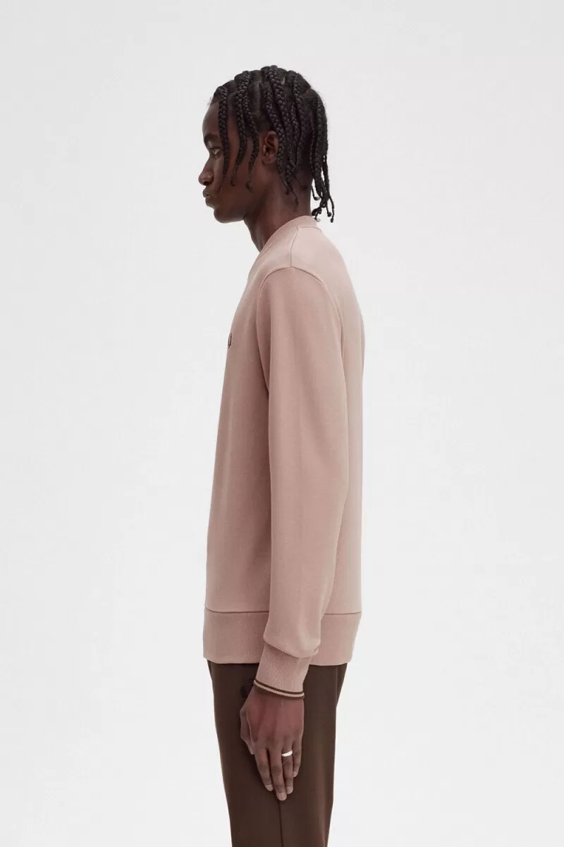 sudadera fred perry con cuello redondo para hombre en rosa oscuro