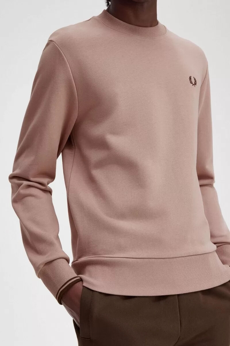 sudadera fred perry con cuello redondo para hombre en rosa oscuro