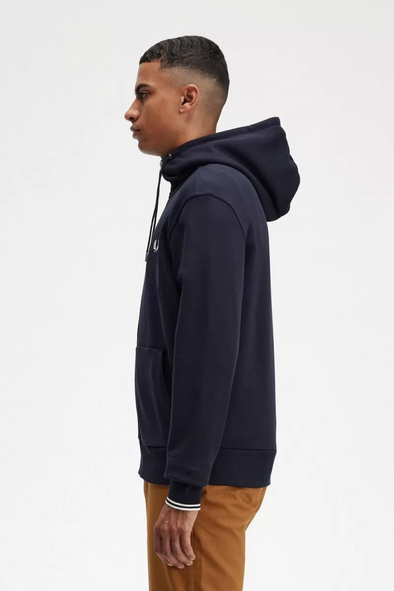 sudadera con capucha y cremallera fred perry para hombre color azul marino