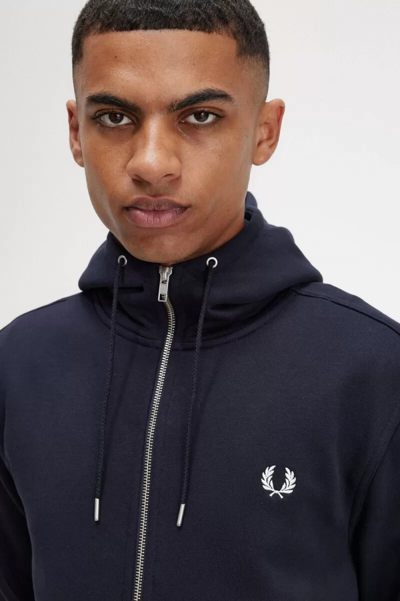 sudadera con capucha y cremallera fred perry para hombre color azul marino