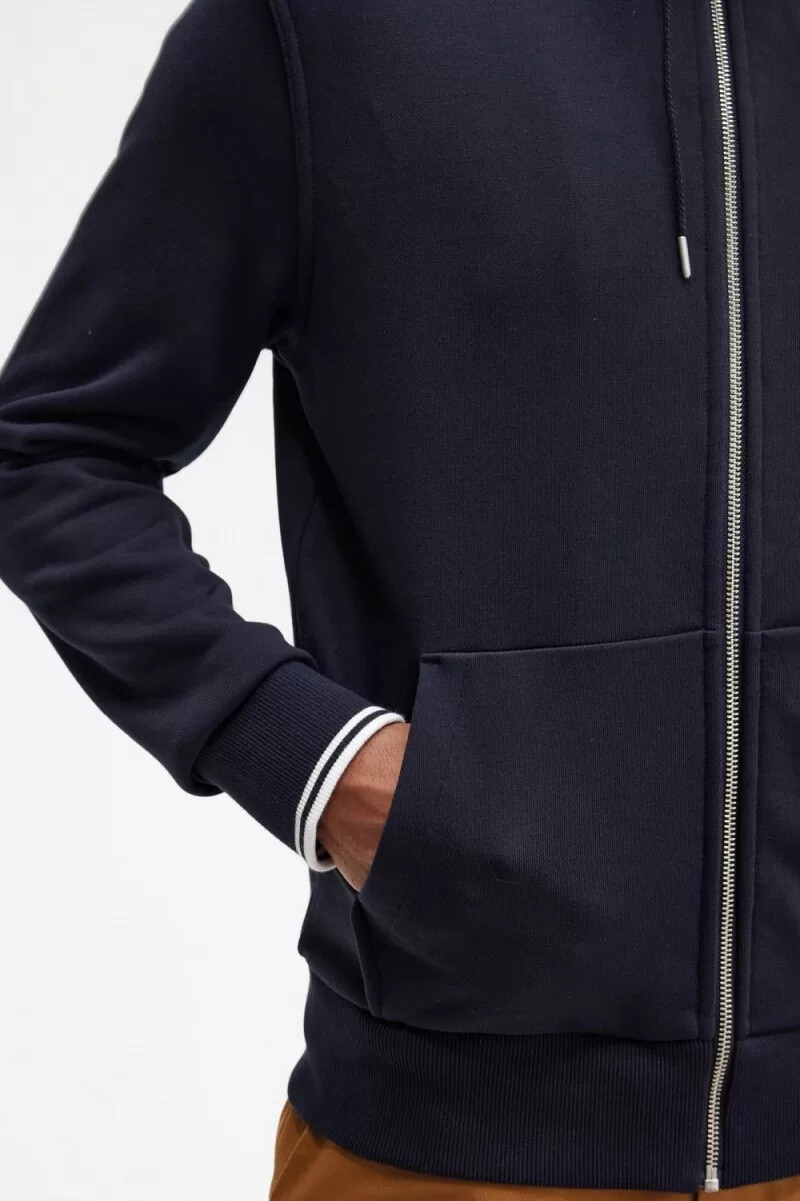sudadera con capucha y cremallera fred perry para hombre color azul marino