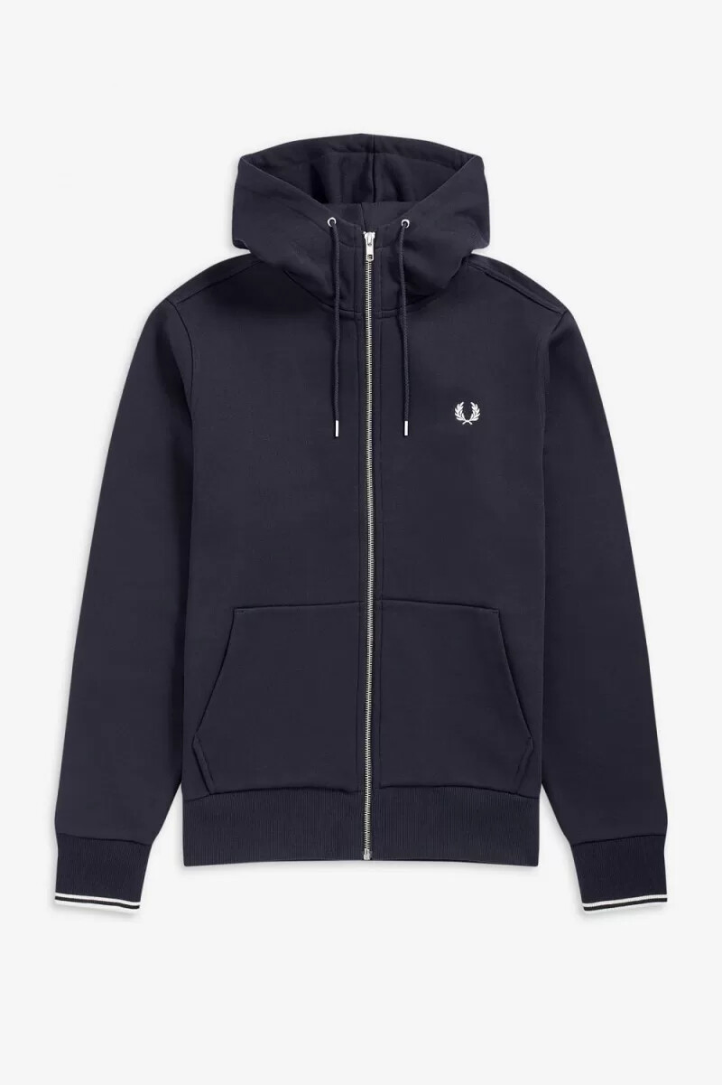 sudadera con capucha y cremallera fred perry para hombre color azul marino