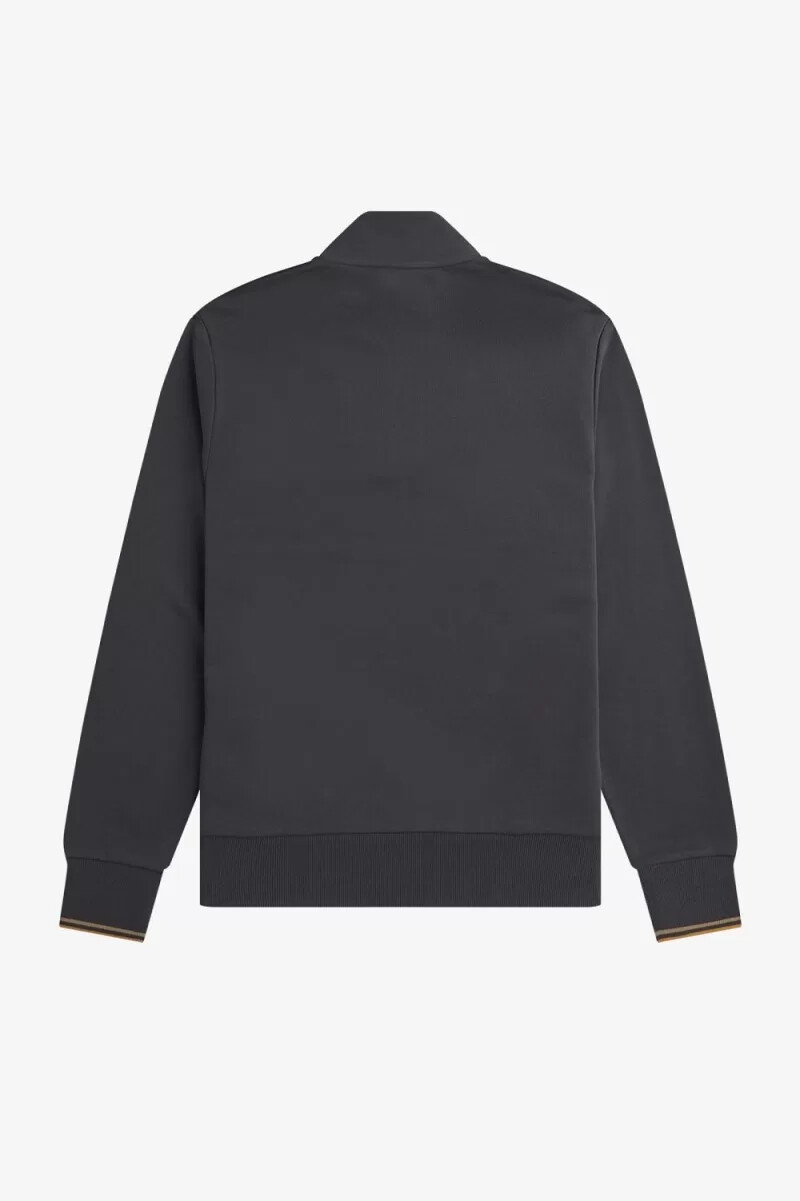 sudadera fred perry con media cremallera para hombre color gris ancla y café oscuro