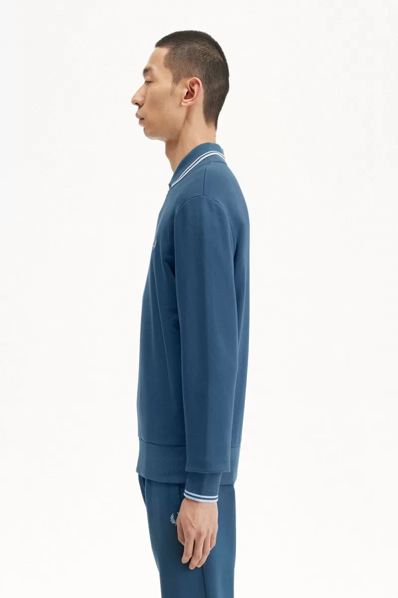 sudadera fred perry de cuello redondo para hombre en azul medianoche y aguamarina claro