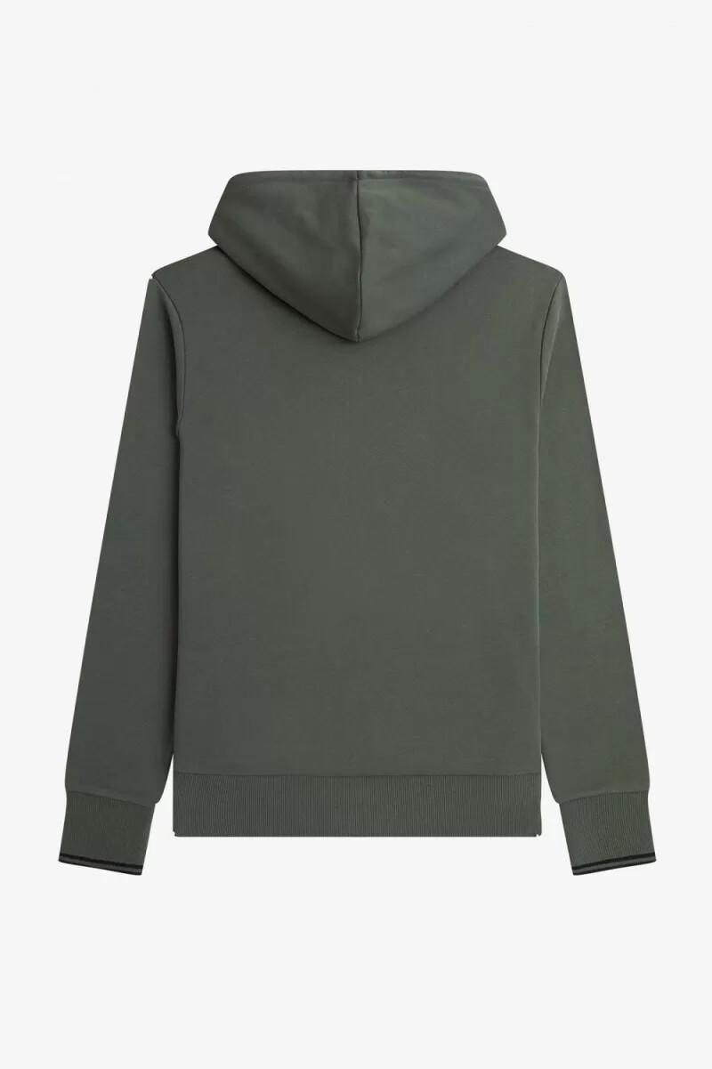 sudadera con capucha y ribete de fred perry para hombre color verde campo