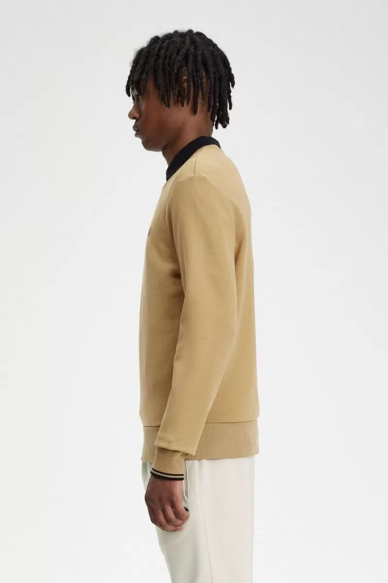 sudadera fred perry con cuello redondo para hombre verde y negro