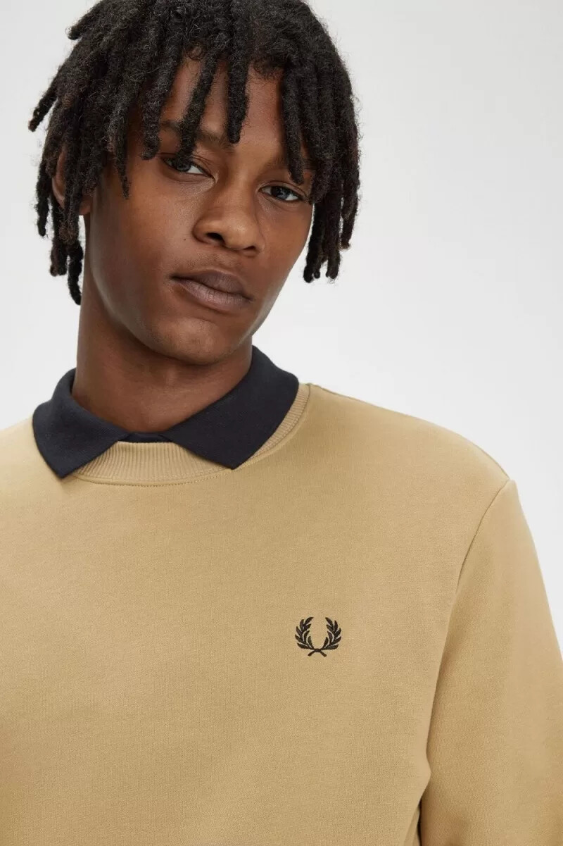 sudadera fred perry con cuello redondo para hombre verde y negro
