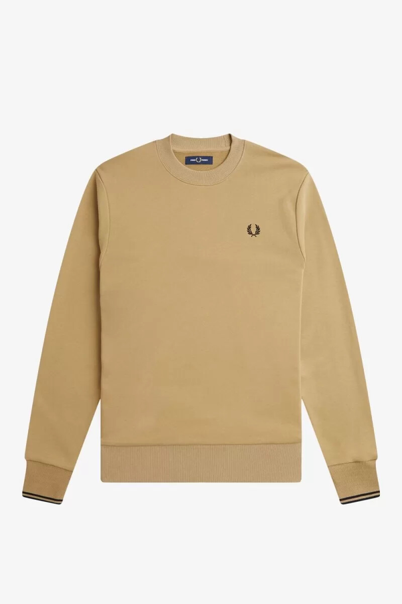 sudadera fred perry con cuello redondo para hombre verde y negro