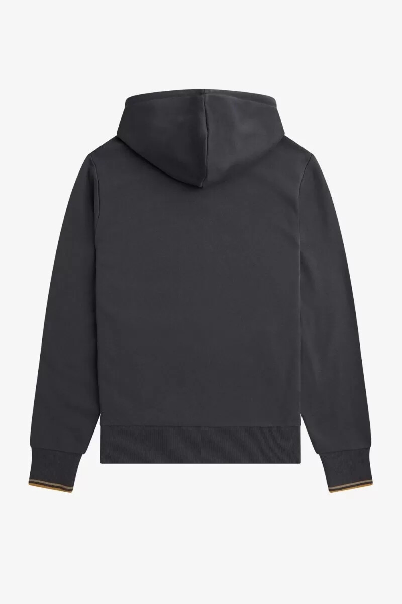sudadera con capucha y ribete de fred perry para hombre color gris ancla y café oscuro