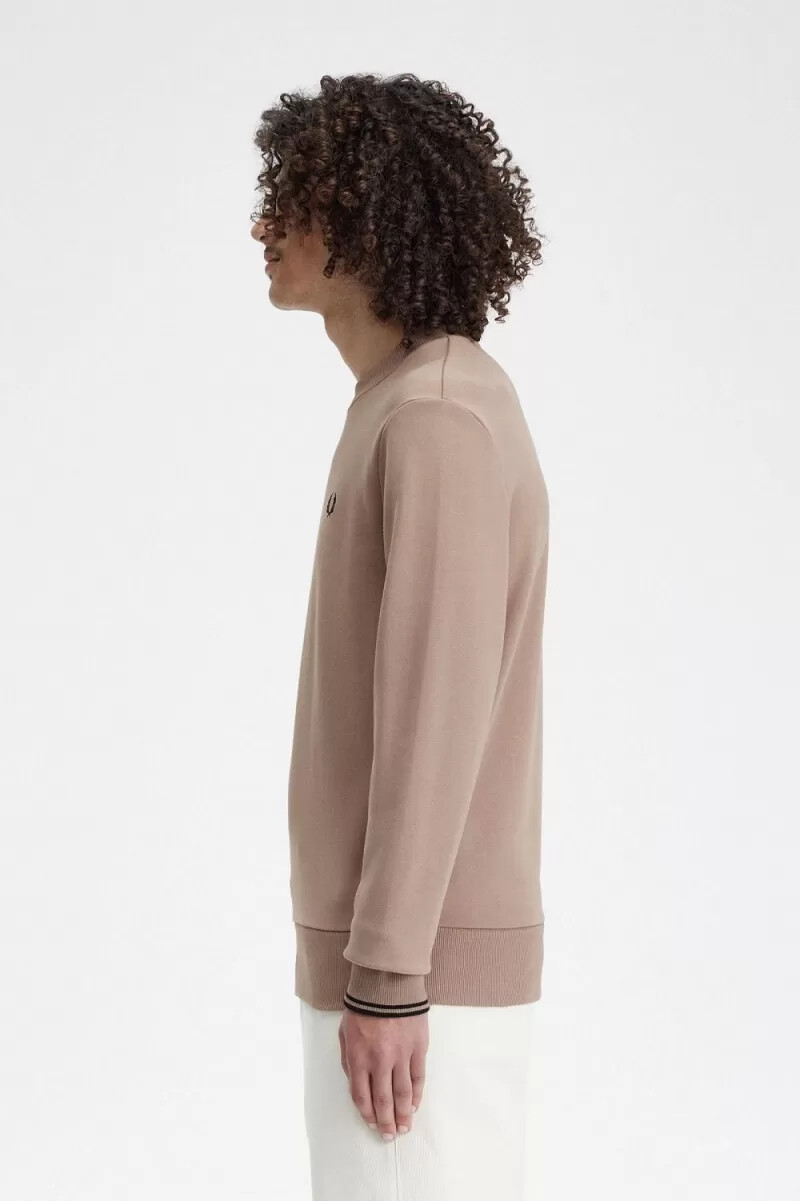 sudadera fred perry con cuello redondo para hombre color rosa oscuro y negro