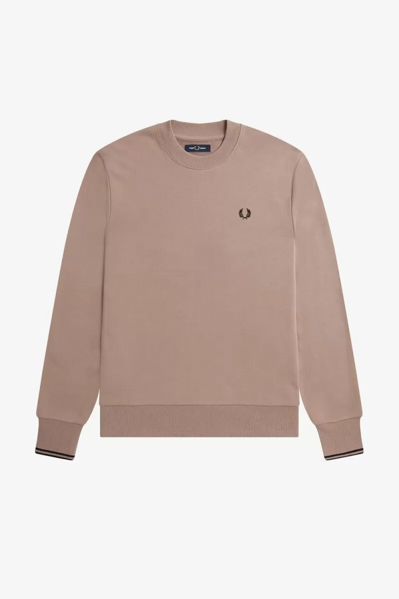 sudadera fred perry con cuello redondo para hombre color rosa oscuro y negro