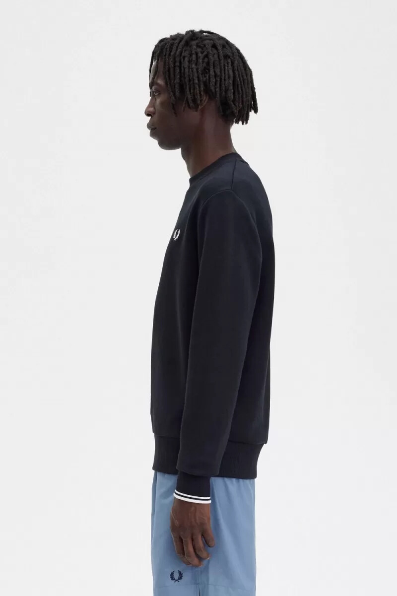 sudadera fred perry con cuello redondo para hombre color negro