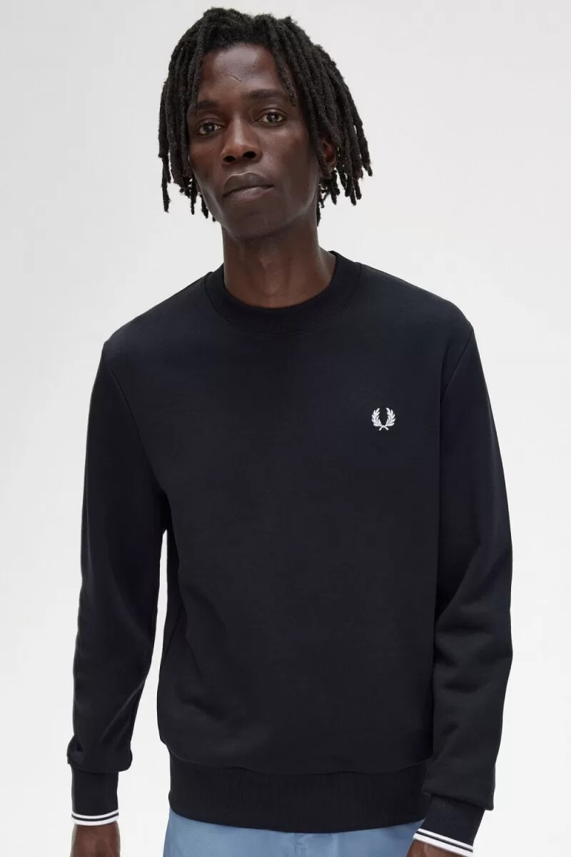 sudadera fred perry con cuello redondo para hombre color negro