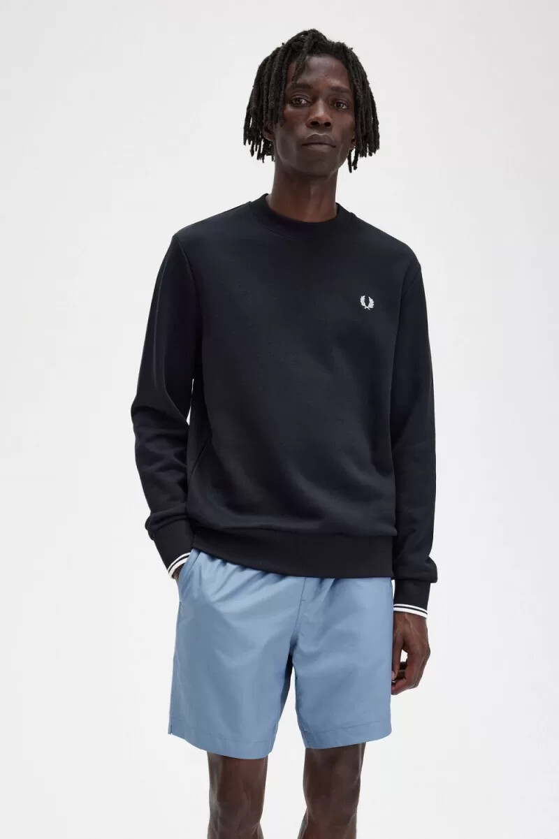 sudadera fred perry con cuello redondo para hombre color negro