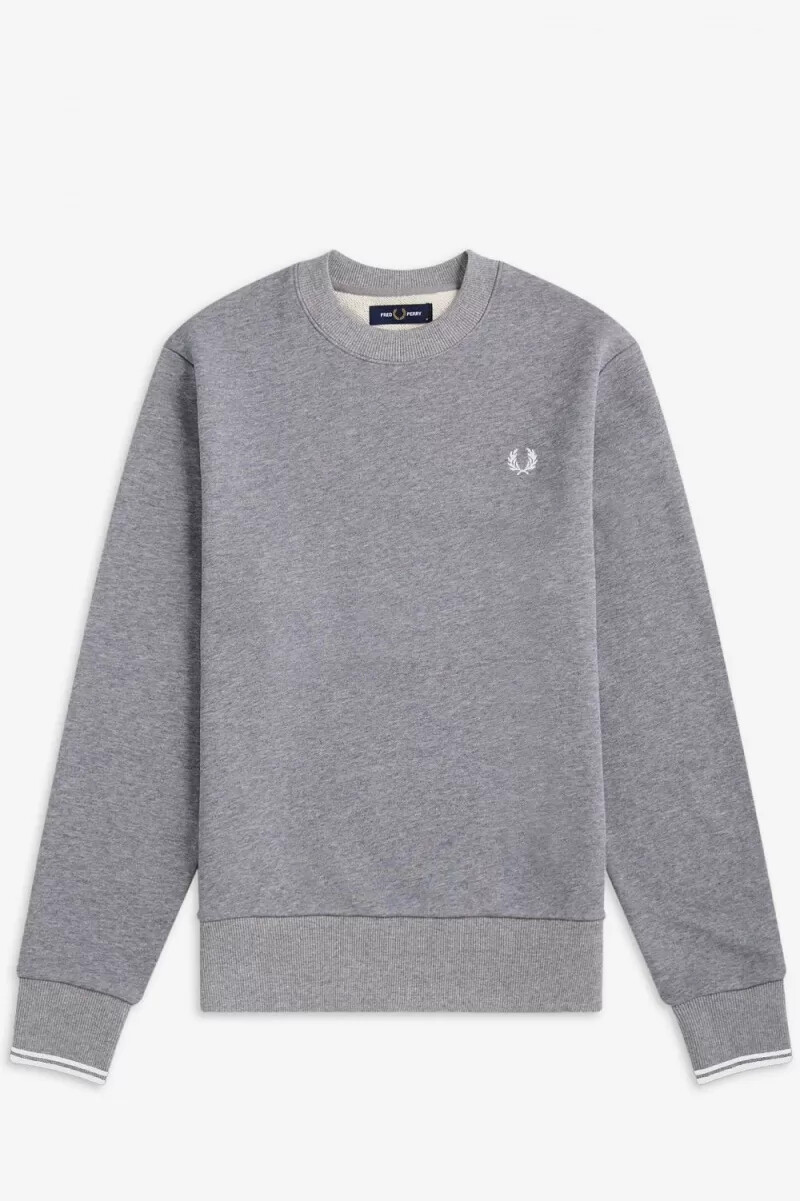 sudadera fred perry con cuello redondo para hombre en gris