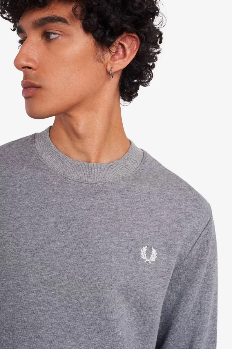 sudadera fred perry con cuello redondo para hombre en gris