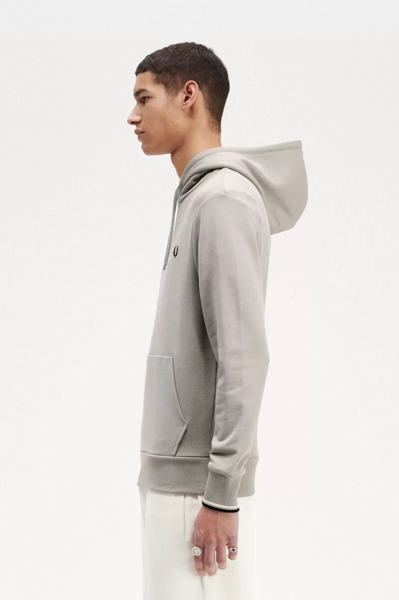 sudadera con capucha y ribete de fred perry para hombre color gris