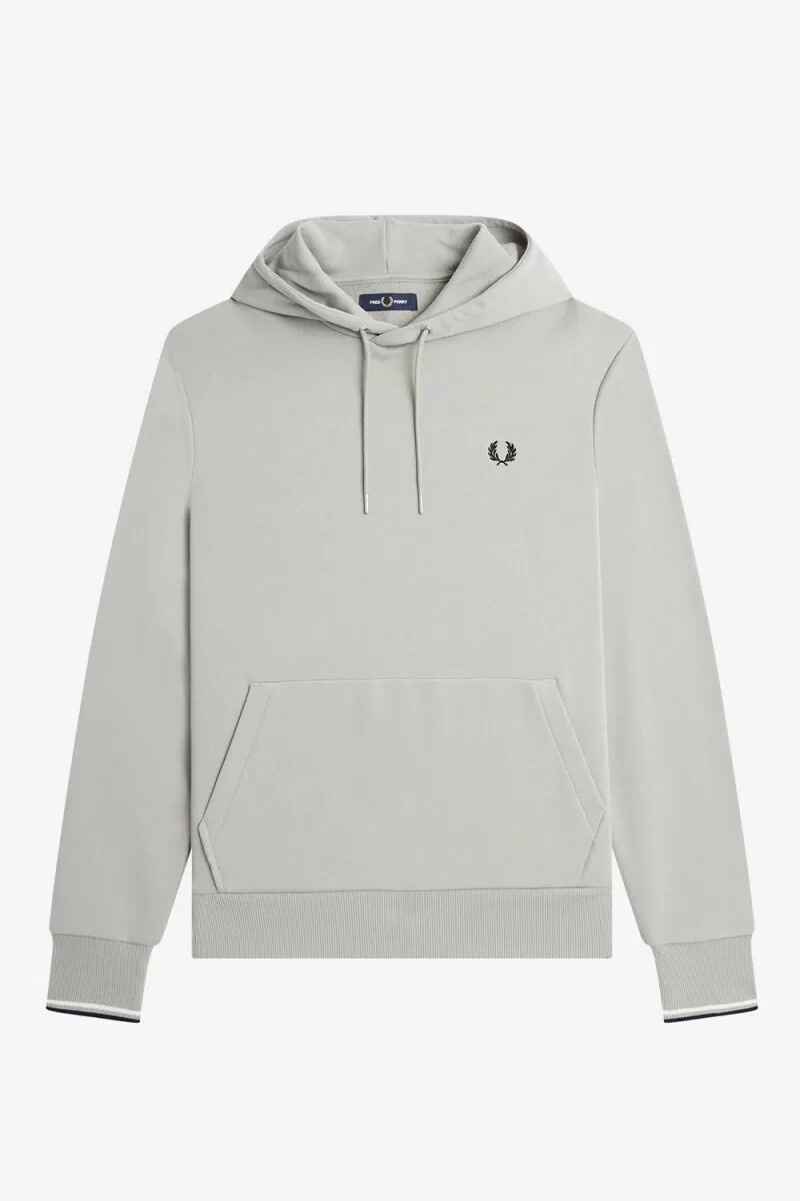 sudadera con capucha y ribete de fred perry para hombre color gris