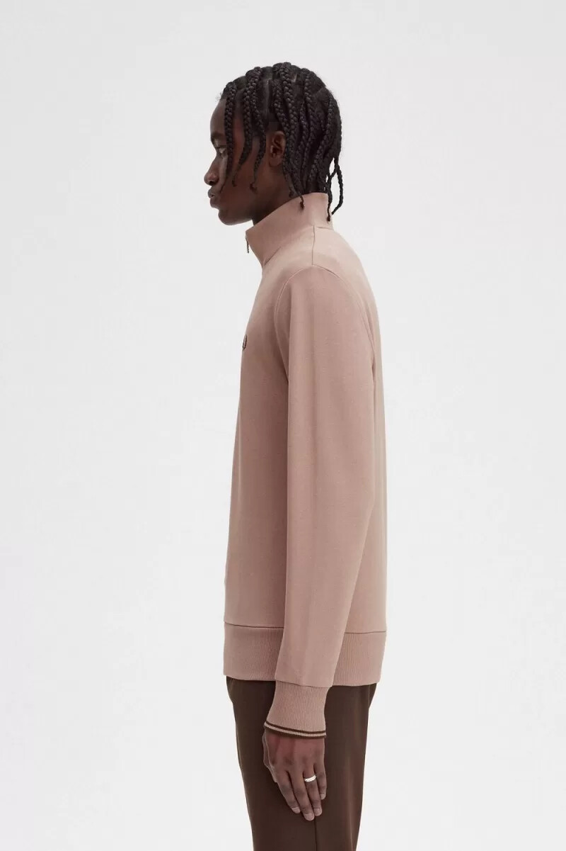 sudadera fred perry con media cremallera para hombre en rosa oscuro