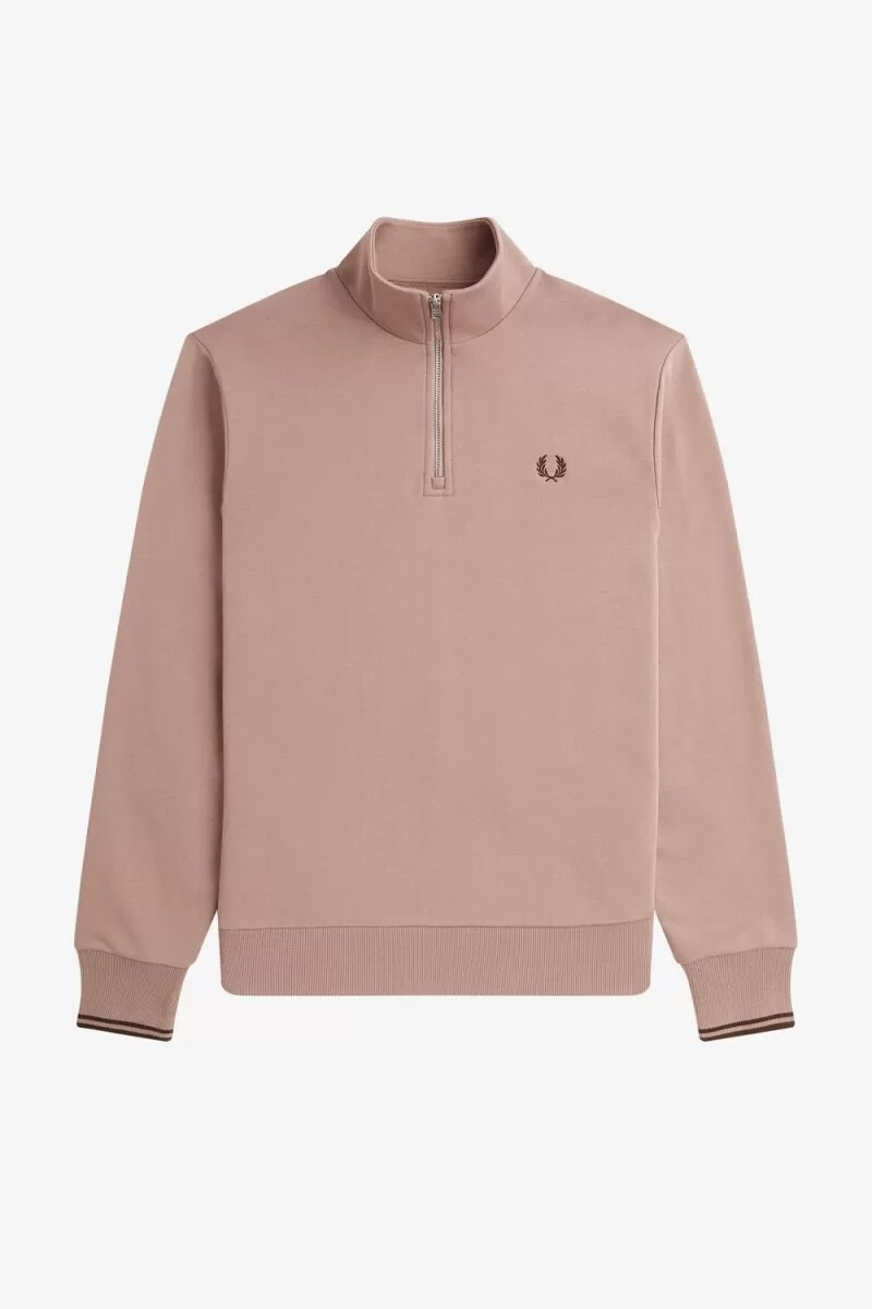 sudadera fred perry con media cremallera para hombre en rosa oscuro