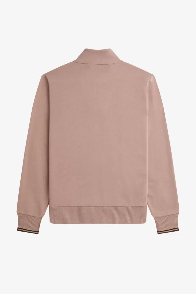 sudadera fred perry con media cremallera para hombre en rosa oscuro