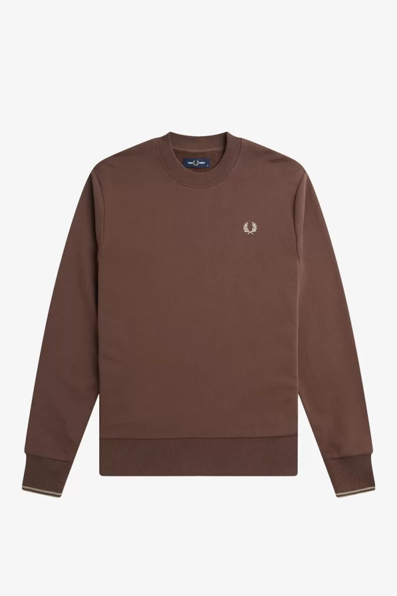 sudadera fred perry de cuello redondo para hombre color rojo oscuro y gris cálido