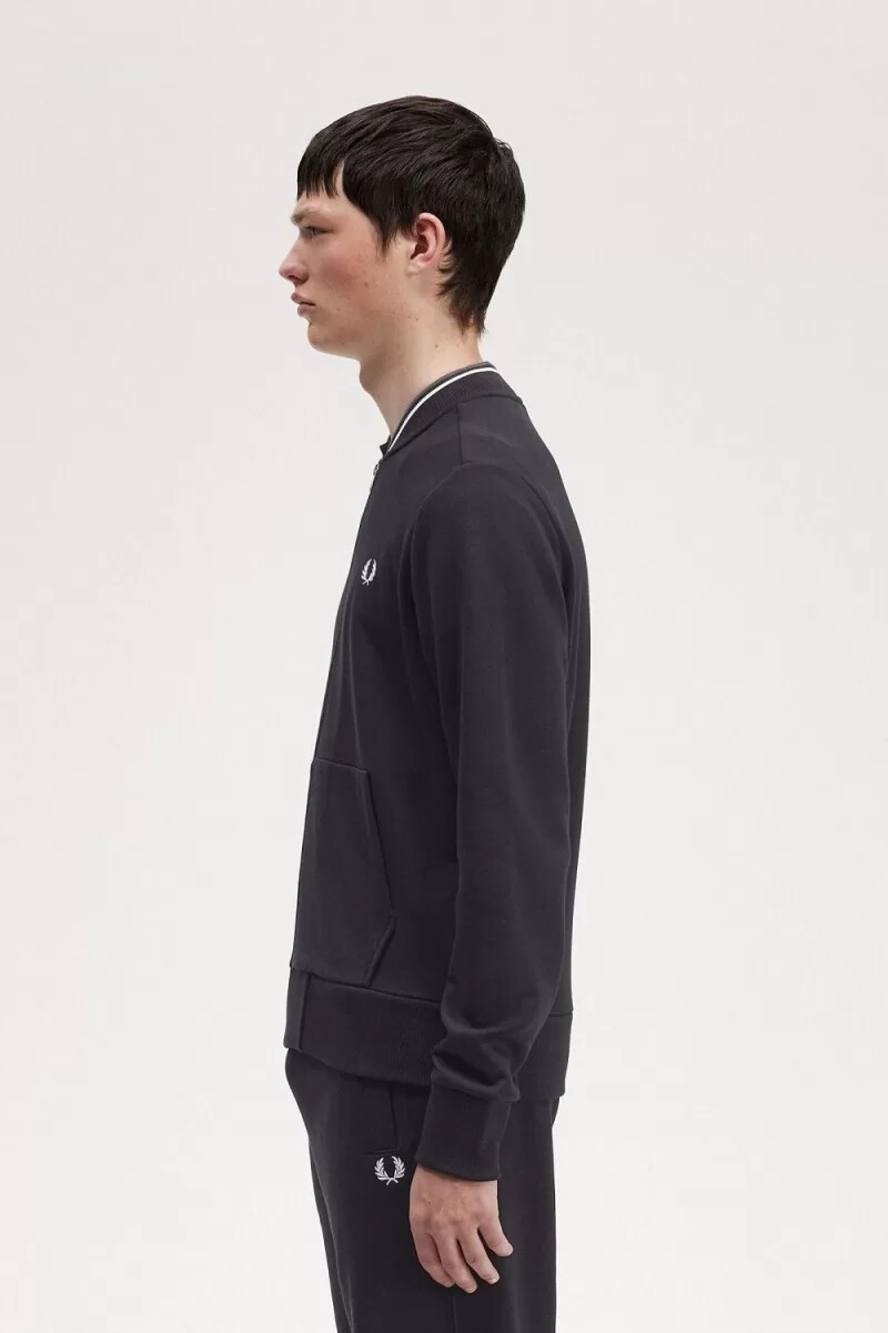 sudadera con cremallera fred perry para hombre color negro