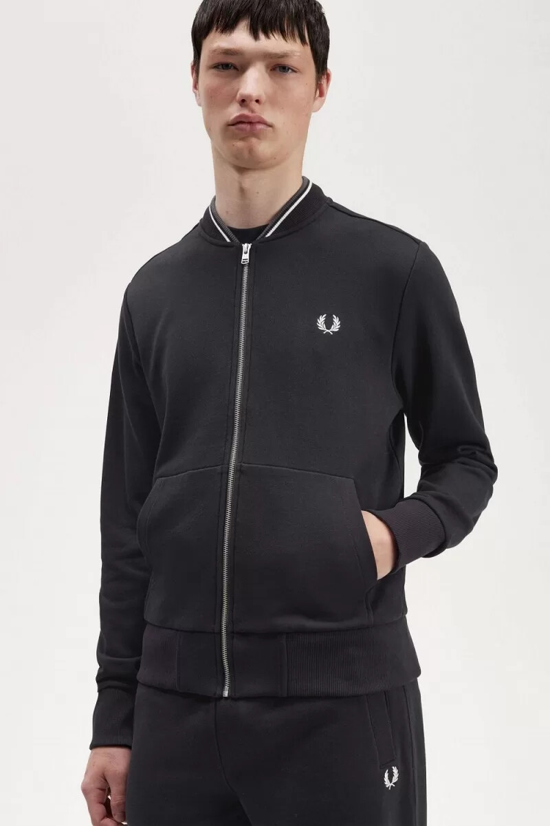 sudadera con cremallera fred perry para hombre color negro