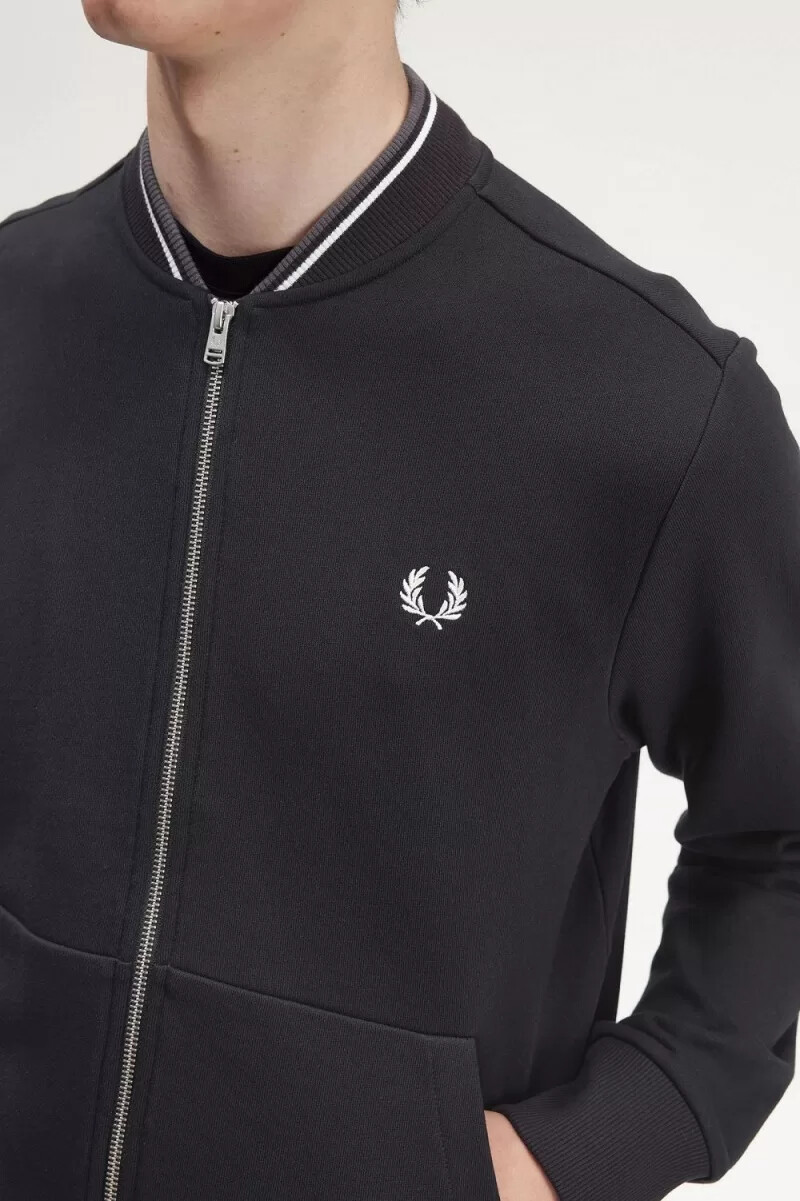 sudadera con cremallera fred perry para hombre color negro