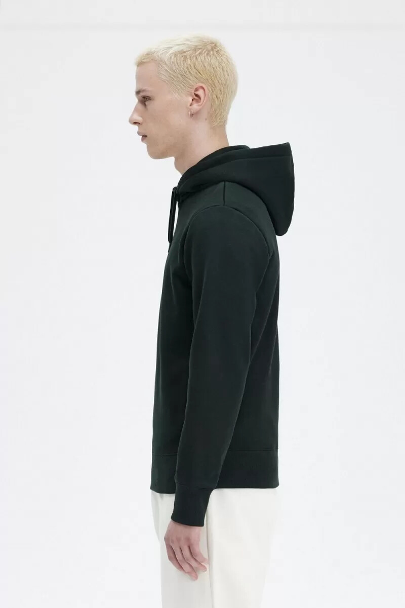 sudadera con capucha bordada fred perry para hombre en verde noche