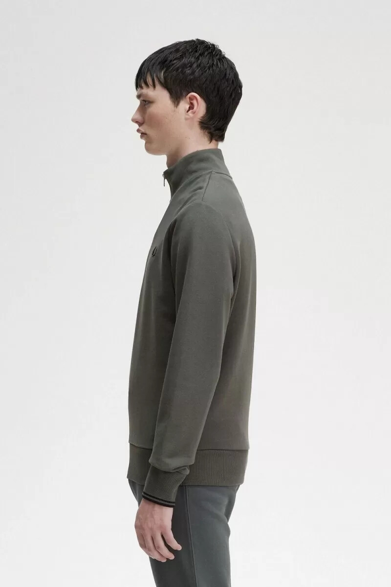 sudadera fred perry con media cremallera para hombre color verde campo