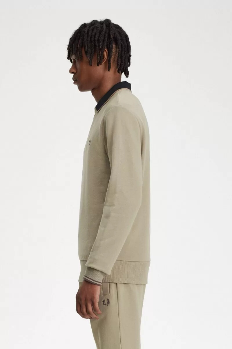 sudadera fred perry de cuello redondo para hombre gris cálido rojo oscuro
