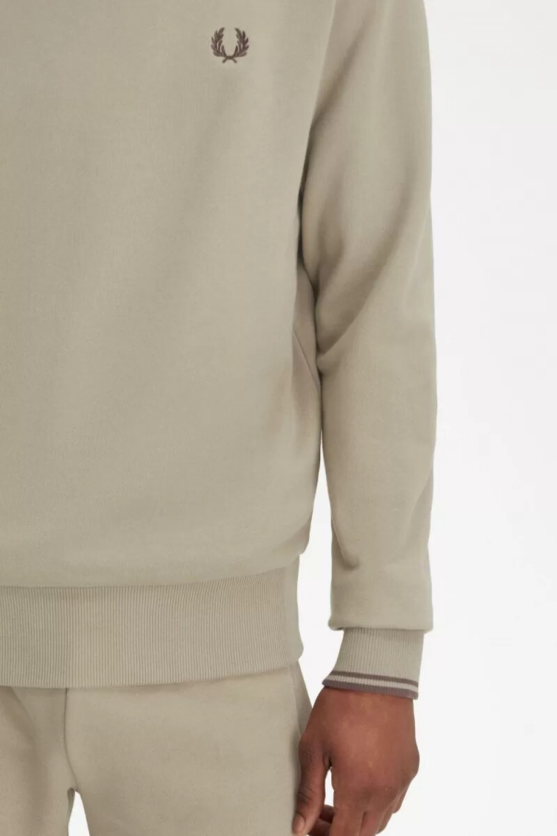 sudadera fred perry de cuello redondo para hombre gris cálido rojo oscuro
