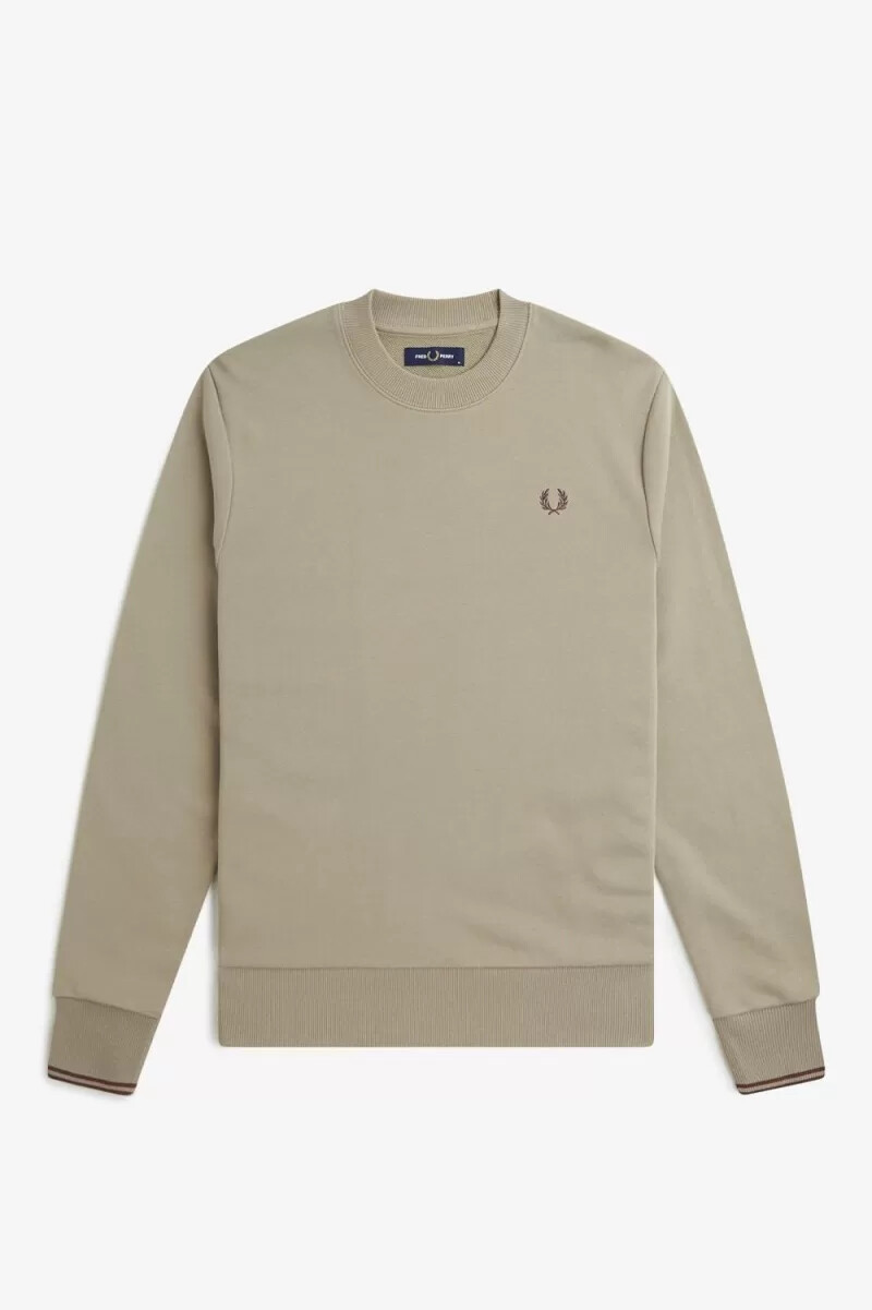 sudadera fred perry de cuello redondo para hombre gris cálido rojo oscuro
